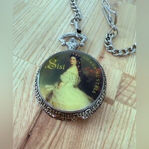 Vintage style portrait Empress  Sisi Vienna Austria pocket watch NEW BATTERY